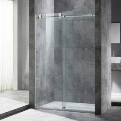 WOODBRIDGE Frameless Shower Doors 44-48" Width X 76"Height With 3/8"(10mm) Clear Tempered Glass In Brushed Nickel Finish