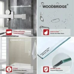 WOODBRIDGE Frameless Shower Doors 44-48" Width X 76"Height With 5/16" Inch Clear Tempered Glass In Polished Chrome Finish -Woodbridgebath Shop 5b796c86e087d thumb 600x600