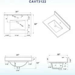 WOODBRIDGE CAVT3122-1 Vanity Top With Under Mount Bowl, 31"x22", Carra White -Woodbridgebath Shop 5c370b1c7ff18 thumb 600x600