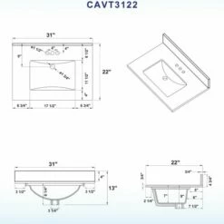 WOODBRIDGE CAVT3122-4 Vanity Top With Under Mount Bowl, 31"x22", Carra White -Woodbridgebath Shop 5c37ec7dee467 thumb 600x600
