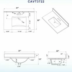WOODBRIDGE CAVT3722-4 Vanity Top With Under Mount Bowl, 37"x22", Carra White -Woodbridgebath Shop 5c37ef9ccb3f7 thumb 600x600