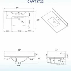 WOODBRIDGE CAVT3722-8 Vanity Top With Under Mount Bowl, 37"x22", Carra White -Woodbridgebath Shop 5c37f03f067da thumb 600x600