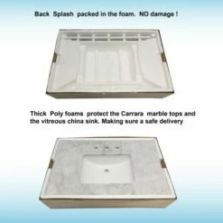 WOODBRIDGE CAVT3722-8 Vanity Top With Under Mount Bowl, 37"x22", Carra White -Woodbridgebath Shop 5c37f03f4baab thumb 600x600