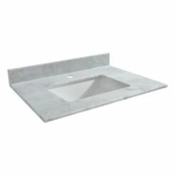 WOODBRIDGE CAVT4322-1 Vanity Top With Under Mount Bowl, 43"x22", Carra White, Natural Stone