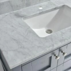 WOODBRIDGE CAVT4322-1 Vanity Top With Under Mount Bowl, 43"x22", Carra White, Natural Stone -Woodbridgebath Shop 5c37f16f68362 thumb 600x600