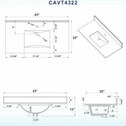 WOODBRIDGE CAVT4322-1 Vanity Top With Under Mount Bowl, 43"x22", Carra White, Natural Stone -Woodbridgebath Shop 5c37f16fecf22 thumb 600x600