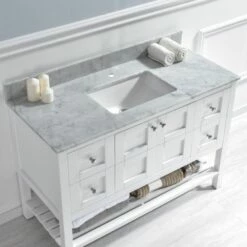 WOODBRIDGE CAVT4922-1 Vanity Top With Under Mount Bowl, 49"x22", Carra White,Natrual Stone -Woodbridgebath Shop 5c39f7d2517a8 thumb 600x600