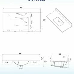 WOODBRIDGE CAVT4922-1 Vanity Top With Under Mount Bowl, 49"x22", Carra White,Natrual Stone -Woodbridgebath Shop 5c39f7d2d79bb thumb 600x600