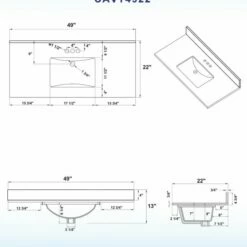 WOODBRIDGE CAVT4922-4 Vanity Top With Under Mount Bowl, 49"x22", Carra White, Natural SOTNE -Woodbridgebath Shop 5c39fa02bf22b thumb 600x600