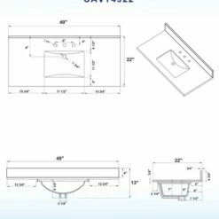 WOODBRIDGE CAVT4922-8 Vanity Top With Under Mount Bowl, 49"x22", Carra White,Natrual Stone -Woodbridgebath Shop 5c39fc11a05fb thumb 600x600
