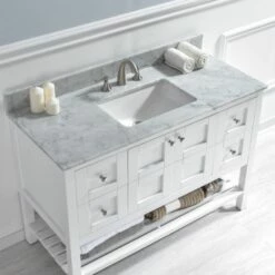 WOODBRIDGE CAVT4922-8 Vanity Top With Under Mount Bowl, 49"x22", Carra White,Natrual Stone -Woodbridgebath Shop 5c39fc14f3a03 thumb 600x600