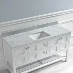 WOODBRIDGE CAVT6122-1 Vanity Top With Under Mount Bowl, 61"X22" Single, Carra White, Natural Stone