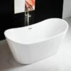 WOODBRIDGE 67" Acrylic Freestanding Bathtub Contemporary Soaking Tub With Brushed Nickel Overflow And Drain,White Tub,B0010-B/N-Drain&O -Woodbridgebath Shop 5dcbaf7e6fe18 thumb 600x600