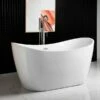 WOODBRIDGE 59" Acrylic Freestanding Bathtub Contemporary Soaking Tub With Brushed Nickel Overflow And Drain,White Tub,B0016-B/N-Drain&O -Woodbridgebath Shop 5dcbb23448cd7 thumb 600x600
