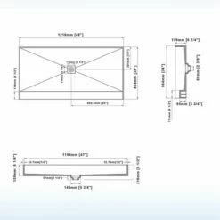 Tileable Shower Base 48"x34" With Integrated Center PVC Drain, 34-Inch Depth By 48-Inch Width , Ready For Tile , Inlcude Tile Adhesive & Flushing Kit , SBR4834 Tileable -Woodbridgebath Shop 5dccea2c76988 thumb 600x600