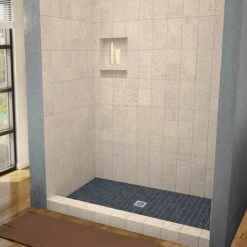 Tileable Shower Base 48"x32" With Integrated Center PVC Drain, 32-Inch Depth By 48-Inch Width , Ready For Tile , Inlcude Tile Adhesive & Flushing Kit , SBR4832 Tileable