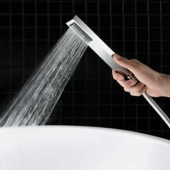 WOODBRIDGE F0004CH Contemporary Single Handle Floor Mount Freestanding Tub Filler Faucet With Hand Shower In Chrome Finish. -Woodbridgebath Shop 5dd2549ce4a09 thumb 600x600