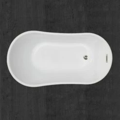 WOODBRIDGE B-1807 Acrylic Freestanding Contemporary Soaking Tub With Brushed Nickel Overflow And Drain BTA1807-B, 54" Bathtub Black -Woodbridgebath Shop 5dd36457a89d8 thumb 600x600