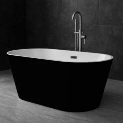 WOODBRIDGE B-1814 59" Acrylic Freestanding Bathtub Contemporary Soaking Tub With Brushed Nickel Overflow And Drain BTA1814-B,Black Tub -Woodbridgebath Shop 5dd369b64e358 thumb 600x600