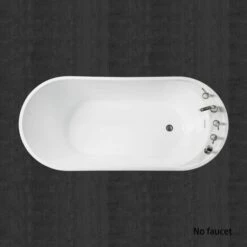 WOODBRIDGE 59" Acrylic Freestanding Bathtub Contemporary Soaking Tub With Brushed Nickel Overflow And Drain,White Tub,B0083-B/N-Drain&O -Woodbridgebath Shop 5dd381509ff3e thumb 600x600