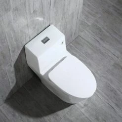 WOODBRIDGEBath T-0019, Dual Flush Elongated One Piece Toilet With Soft Closing Seat, Chair Height, Water Sense, High-Efficiency, T-0019 Rectangle Button (2 -Pack) -Woodbridgebath Shop 5ddf709730080 thumb 600x600