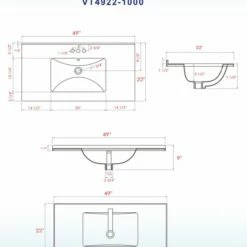 WOODBRIDGE VT4922-1000 Solid Surface Vanity Top With With Intergrated Sink And 3 Faucet Holes For 4-Inch Centerset Faucet, 49" X 22", White -Woodbridgebath Shop 5e4fa14799b85 thumb 600x600