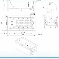WOODBRIDGE 60" Whirlpool Water Jetted Alcove Tub With Right Hand Drain, B0036R -Woodbridgebath Shop 5ebb576592027 thumb 600x600