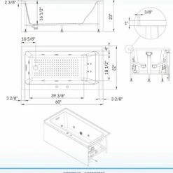 WOODBRIDGE 60" Whirlpool Water Jetted Alcove Tub With Left Hand Drain, B0037L -Woodbridgebath Shop 5ebb587fe8c34 thumb 600x600