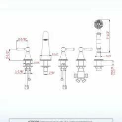 WOODBRIDGE Widespread Deck Mouted 5-Piece Roman Tub Filler With Hand Shower And Metal Lever Handle, Chrome Finish, F-0021 CH -Woodbridgebath Shop 5ebb665a79986 thumb 600x600