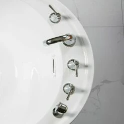 WOODBRIDGE Widespread Deck Mouted 5-Piece Roman Tub Filler With Hand Shower And Metal Lever Handle, Chrome Finish, F-0021 CH -Woodbridgebath Shop 5ebb665baf77d thumb 600x600