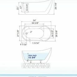 WOODBRIDGE 54" Acrylic Freestanding Bathtub Contemporary Soaking Tub With Chrome Overflow And Drain,White Tub,B0006-C-Drain&O -Woodbridgebath Shop 5f3e13c02f54a thumb 600x600