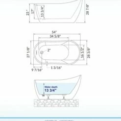 WOODBRIDGE B-1807 Acrylic Freestanding Contemporary Soaking Tub With Brushed Nickel Overflow And Drain BTA1807-B, 54" Bathtub Black -Woodbridgebath Shop 5f3e13fad3088 thumb 600x600