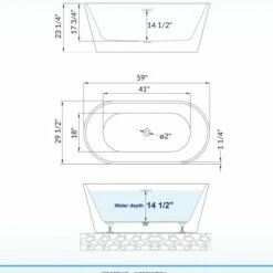 WOODBRIDGE B-1814 59" Acrylic Freestanding Bathtub Contemporary Soaking Tub With Brushed Nickel Overflow And Drain BTA1814-B,Black Tub -Woodbridgebath Shop 5f3e149e3e2fd thumb 600x600