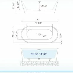 WOODBRIDGE 67" Acrylic Freestanding Bathtub Contemporary Soaking Tub With Chrome Overflow And Drain,White Tub,B0013-C-Drain&O -Woodbridgebath Shop 5f3e19bbd07b3 thumb 600x600