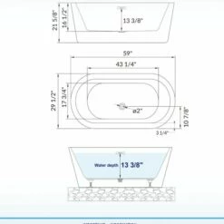 WOODBRIDGE 59" Acrylic Freestanding Bathtub Contemporary Soaking Tub With Brushed Nickel Overflow And Drain,White Tub,B0012-B/N-Drain&O -Woodbridgebath Shop 5f3e1a5a69972 thumb 600x600