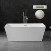 WOODBRIDGE 59" Acrylic Freestanding Bathtub Contemporary Soaking Tub With Brushed Nickel Overflow And Drain,White Tub,B1412 -B/N-Drain &O -Woodbridgebath Shop 5f60871082d5a thumb 600x600