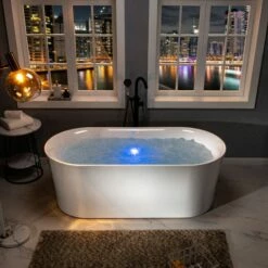 WOODBRIDGE 67" Contemporary Freestanding Acrylic Air Bubble Soaking Bathtub With Chrome Overflow And Drain B0101-C -Woodbridgebath Shop 5f62c8fdd7953 thumb 600x600