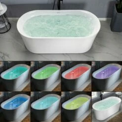 WOODBRIDGE 67" Contemporary Freestanding Acrylic Air Bubble Soaking Bathtub With Chrome Overflow And Drain B0101-C -Woodbridgebath Shop 5f62c8ff813d7 thumb 600x600