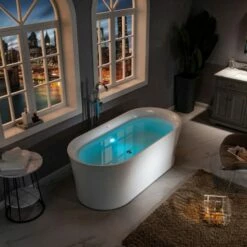 WOODBRIDGE 67" Contemporary Freestanding Acrylic Air Bubble Soaking Bathtub With Chrome Overflow And Drain B0101-C -Woodbridgebath Shop 5f62c8ffb7cec thumb 600x600