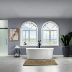 WOODBRIDGE 67" Contemporary Freestanding Acrylic Air Bubble Soaking Bathtub With Chrome Overflow And Drain B0101-C -Woodbridgebath Shop 5f62c90040d02 thumb 600x600