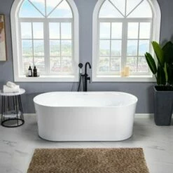 WOODBRIDGE 67" Contemporary Freestanding Acrylic Air Bubble Soaking Bathtub With Chrome Overflow And Drain B0101-C -Woodbridgebath Shop 5f62c900bb7cd thumb 600x600