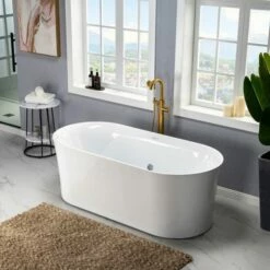 WOODBRIDGE 67" Contemporary Freestanding Acrylic Air Bubble Soaking Bathtub With Chrome Overflow And Drain B0101-C -Woodbridgebath Shop 5f62c9015d6b2 thumb 600x600