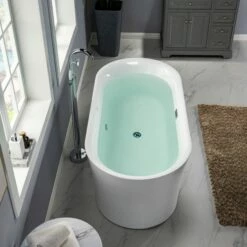 WOODBRIDGE 67" Contemporary Freestanding Acrylic Air Bubble Soaking Bathtub With Chrome Overflow And Drain B0101-C -Woodbridgebath Shop 5f62c902cb7e0 thumb 600x600