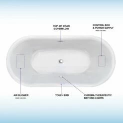WOODBRIDGE 67" Contemporary Freestanding Acrylic Air Bubble Soaking Bathtub With Chrome Overflow And Drain B0101-C -Woodbridgebath Shop 5f62c90312cd6 thumb 600x600