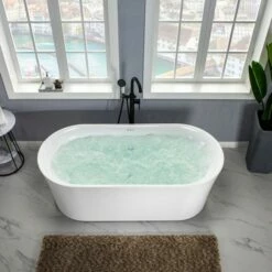WOODBRIDGE 67" Contemporary Freestanding Acrylic Air Bubble Soaking Bathtub With Chrome Overflow And Drain B0101-C -Woodbridgebath Shop 5f62c90538baa thumb 600x600