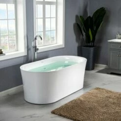 WOODBRIDGE 67" Contemporary Freestanding Acrylic Air Bubble Soaking Bathtub With Chrome Overflow And Drain B0101-C -Woodbridgebath Shop 5f62c90593f4f thumb 600x600