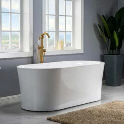 WOODBRIDGE 67" Contemporary Freestanding Acrylic Air Bubble Soaking Bathtub With Chrome Overflow And Drain B0101-C -Woodbridgebath Shop 5f62c905ee487 thumb 600x600