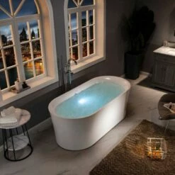 WOODBRIDGE 67" Contemporary Freestanding Acrylic Air Bubble Soaking Bathtub With Chrome Overflow And Drain B0101-C -Woodbridgebath Shop 5f62c90658597 thumb 600x600
