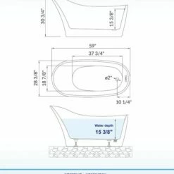 WOODBRIDGE 59" Acrylic Freestanding Bathtub Contemporary Soaking Tub With Brushed Nickel Overflow And Drain,White Tub,B0029-B/N-Drain&O -Woodbridgebath Shop 5f681ecf62952 thumb 600x600