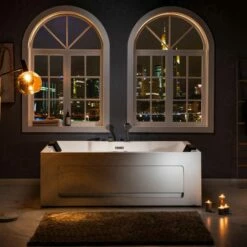 WOODBRIDGE 2 Person Freestanding Massage Hydrotherapy Bathtub Hot Tub Spa, With Inline Heater. BTS-0090, WHITE